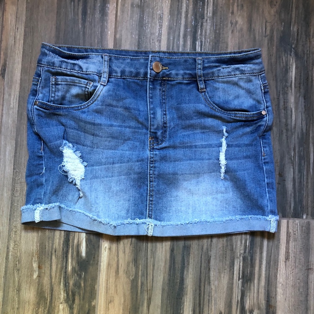 Dollhouse | Distressed Denim Skirt